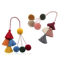 Mode Hand geweven Tassel Keychain Boheemse pluche bal bagagedecoratie hanger Creative Diy Gifts