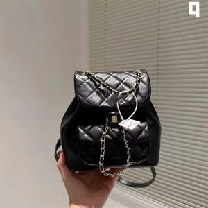 Bolso de mano de moda con tapa trasera de cuero para mujer, minibolso con diamantes, mochila dorada a cuadros, bolso de mano de diseñador