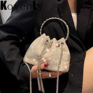 Mode handtas voor vrouwen glanzende diamanten avondhandtas voor dames kettingband Drawstring luxe ontwerp Handtas 2022 Lady Purse 230303