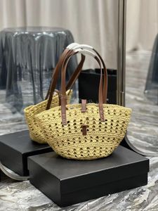 Bolso de moda Bolso de un hombro Cesta de verduras Bolso trenzado de paja Y Delicado París Bolso de mano negro Bolso de compras de gran tamaño Lafite Grass Art Viajes Vacaciones