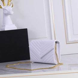 Bolso de moda Hombro Hombro Bolso de diseñador de lujo Cadena de metal Bolso de mujer dorado y plateado Bolso de cuero genuino Solapa Cruzado Mensajero Cruzado 26801