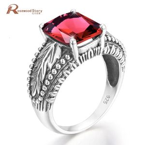 Mode Handgemaakte 925 Sterling Zilveren Ruby Ringen voor Vrouwen Juli Geboortesteen Ring Luxe Bruiloft Mannen Verjaardagscadeau Groothandel 231220
