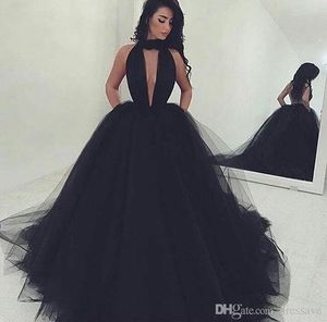 2022 Sexy noir sans manches dos robes de soirée col en v profond dos nu longue robe de bal noir Pageant robe de bal