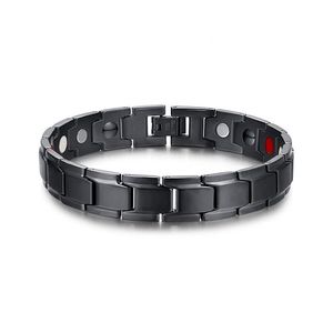 Mode Gezondheid Energie Armband Mannen Zwarte Sieraden Titanium Rvs Bio Magnetische Armband Voor Man