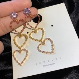 Mode- Hart Dnagle Changdelier voor Meisjes Merken Designer Lange Zilveren Oorbellen Bruiloft Crystal Sieraden Dames Oor Studs