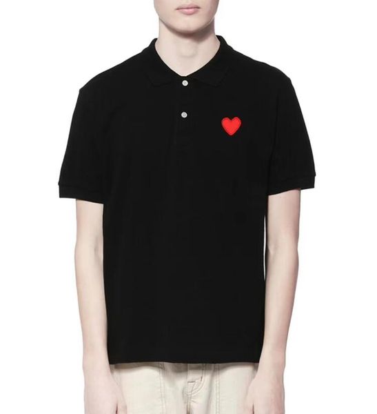 Mode Coeur Lettres Broderie Polos Été Casual Polo Shirt Hommes Femmes Designer T-shirts À Manches Courtes Vêtements Noir Blanc