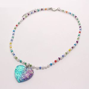 Mode coeur pendentifs petites perles collier à la main filles enfant enfants Sead collier de perles bijoux colorés