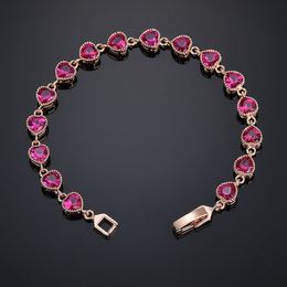 Mode coeur en forme de chaîne de chaîne Bijoux bijoux rouges cubique zirconie femme bracelet de tennis pour mariage meilleur cadeau de Noël
