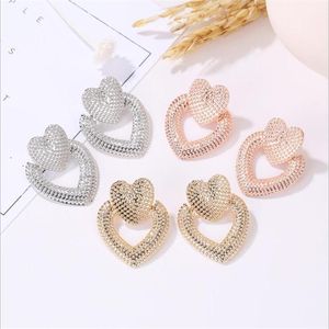 Mode Boucles D'oreilles En Forme De Coeur Pour Les Femmes Or Argent Rose Trois Couleurs Charme Boucle D'oreille Bijoux De Mariage De Mariée Stud