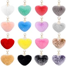 10CM mode en forme de coeur en peluche porte-clés Imitation fourrure de lapin porte-clés voiture porte-clés décoration pendentif