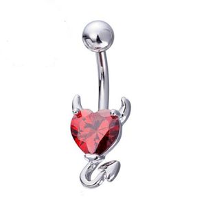 Mode hart zirkon navel ring roestvrij staal duivel navel nagel vrouwen zomer body piercing sieraden accessoires groothandel gratis verzending