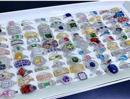 Fashion Heavy Industry Luxury Microinlaid Colorful Zirconium Anneaux Magnifique Crystal 925 Silver Gem Explosion Ring joker bijoux W8849309
