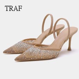 Fashion Habinement à talons Traf High Mesh Summer Femme Slingback Pumps Elegant Woman Sandals Party Party Lady Shoes 240428 385