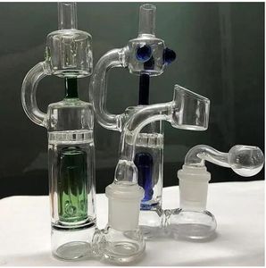 Percolateur Conduites D'eau Narguilés Verre Bongs D'eau Recycleur Dab Rigs Brûleur À Huile Tuyau Avec 14mm Bol Accessoire De Fumée