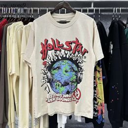Mode Hellstar Shirt Mens Rap Top Designer T -shirt Tide Brand Fun grappige strip Engelse brief Afdruk los allround kraag korte mouwen T -shirt Hellstar Short 4149