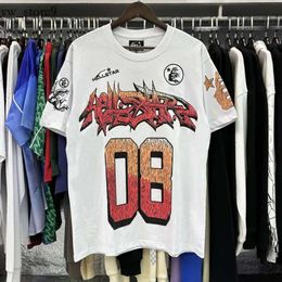 Fashion Hellstar Shirt Mens Rap Top Diseñador Tide Tide Brand Fun Funst English English Letter impresa TODO ELLO COLLAR COLO CAMINO CAMIA DE MANEZA CREA