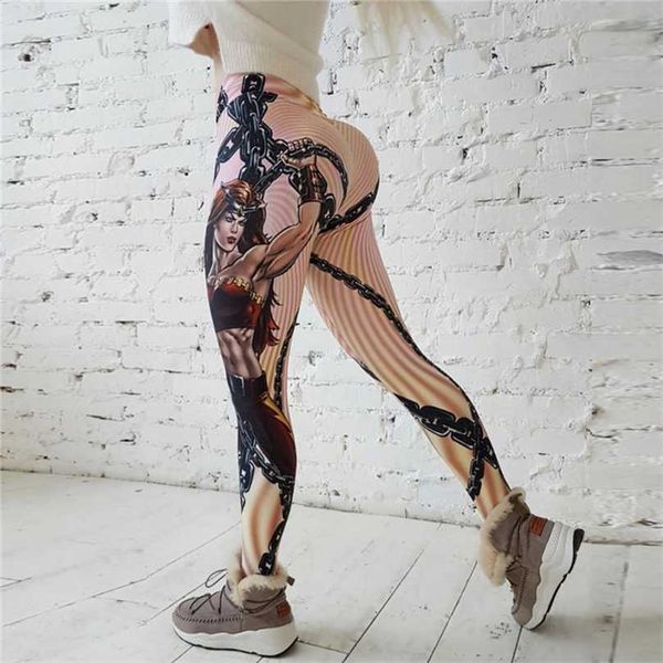 ! Mode Hero Imprimé Leggings Femmes Push Up Fitness Legging Sporting Slim Jeggings Haute Élastique 3D Imprimer 211215