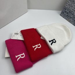 Sombrero de diseñador de marca de alta gama para hombre y mujer, gorro tejido mixto de lana cálida con pelo de conejo, para otoño e invierno, igual