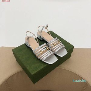 Mode high-end casual dames zomer sandalen zwart, wit roze klassieke streep ontwerp hak hoogte 2.5cm en 7,5 cm betaalbare merk schoenen