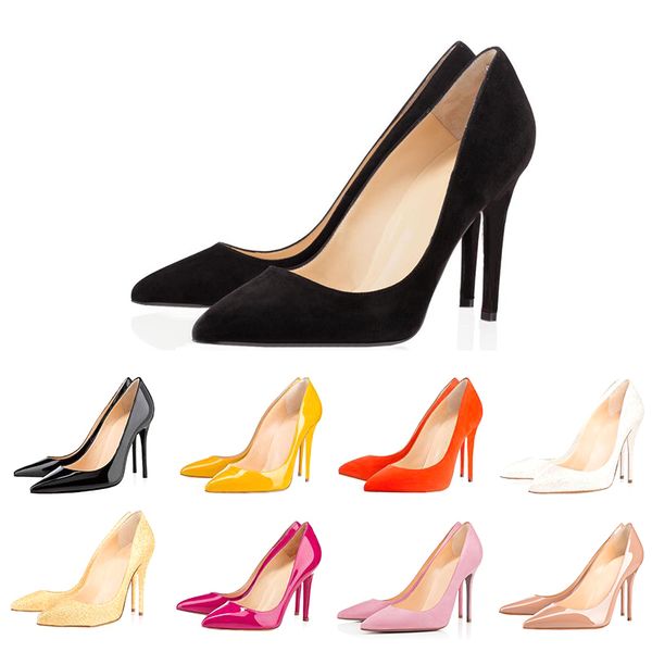 Mode talons hauts chaussures habillées pour femmes fête mariage triple noir nude jaune rose paillettes pointes pompes de luxe