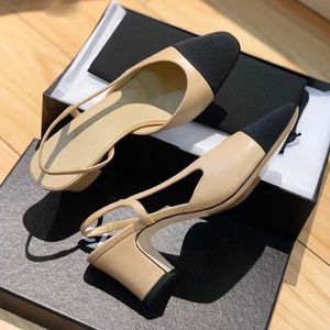 Fashion High Heels Ladies Dames Shoes Sandales Spring and Automne Round Toe 6.5cm 35-40 Black Abricot Original Box Dust Sac x230523