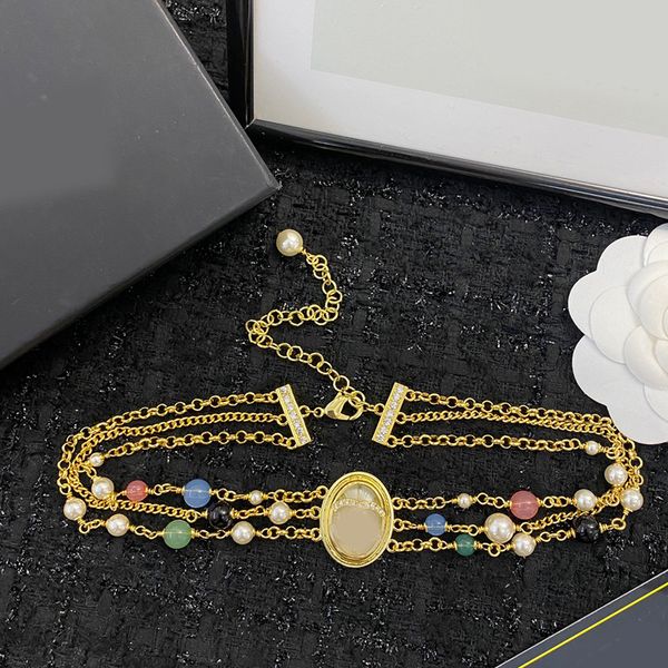 Mode haute luxe femmes trois couches perle Extension collier en or avec haute apparence pendentif circulaire concepteur bijoux dame haute qualité cuivre charme collier