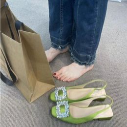 Sandalias puntiagudas de moda informal alta tacones boca poco profunda zapato único mujer 2023 Primavera Verano mujer Rin-diamante Mary Jane 5 's 5