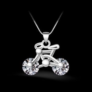 gratis verzending fashion hoge kwaliteit 925 zilveren Fiets met witte diamanten sieraden 925 zilveren ketting Valentijnsdag vakantie geschenken hot 1620