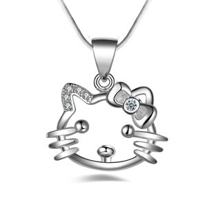 Gratis verzending fashion hoge kwaliteit 925 zilveren Kat Glanzend Met diamanten sieraden 925 zilveren ketting Valentijnsdag vakantie geschenken hot 1660