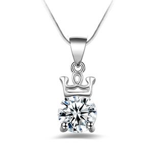 gratis verzending fashion hoge kwaliteit 925 zilveren Crystal Crown diamanten sieraden 925 zilveren ketting Valentijnsdag vakantie geschenken hot 1640