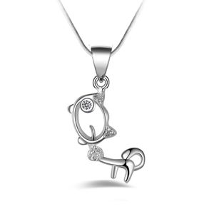 Gratis verzending mode hoge kwaliteit 925 zilveren hond met witte diamant sieraden 925 zilveren ketting Valentijnsdag vakantie geschenken Hot 1677