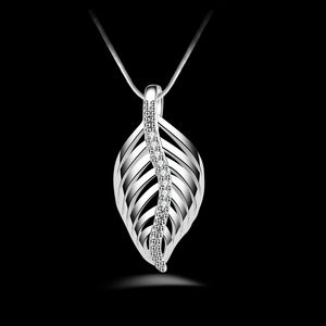 Gratis verzending fashion hoge kwaliteit 925 zilveren Vrouwelijke bladeren met diamanten sieraden 925 zilveren ketting Valentijnsdag vakantie geschenken hot 1628