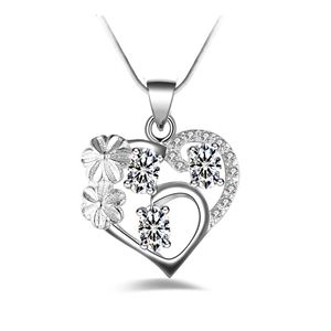 gratis verzending fashion hoge kwaliteit 925 zilveren Bloem met Witte diamanten sieraden 925 zilveren ketting Valentijnsdag vakantie geschenken Hot 1685