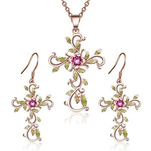Mode Hoge kwaliteit 925 SILVER GOD Wij vertrouwen Diamond Zirkon Crystal Earring Necklace Set Valentijnsdag Holiday Gifts HJ232