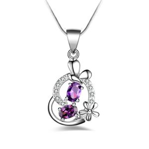 gratis verzending fashion hoge kwaliteit 925 zilveren Hart Paarse diamanten sieraden 925 zilveren ketting Valentijnsdag vakantie geschenken Hot 1680