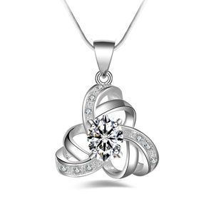 Gratis verzending fashion hoge kwaliteit 925 zilver Pierced hexagram Witte diamanten sieraden 925 zilveren ketting Valentijnsdag vakantie geschenken 1673