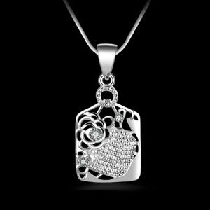 Gratis verzending fashion hoge kwaliteit 925 zilveren Rose inlay zirkoon diamanten sieraden 925 zilveren ketting Valentijnsdag vakantie geschenken hot 1636