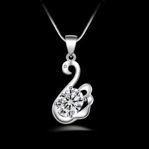 Gratis verzending fashion hoge kwaliteit 925 zilveren zwaan met diamanten sieraden 925 zilveren ketting Valentijnsdag vakantie geschenken hot 1623