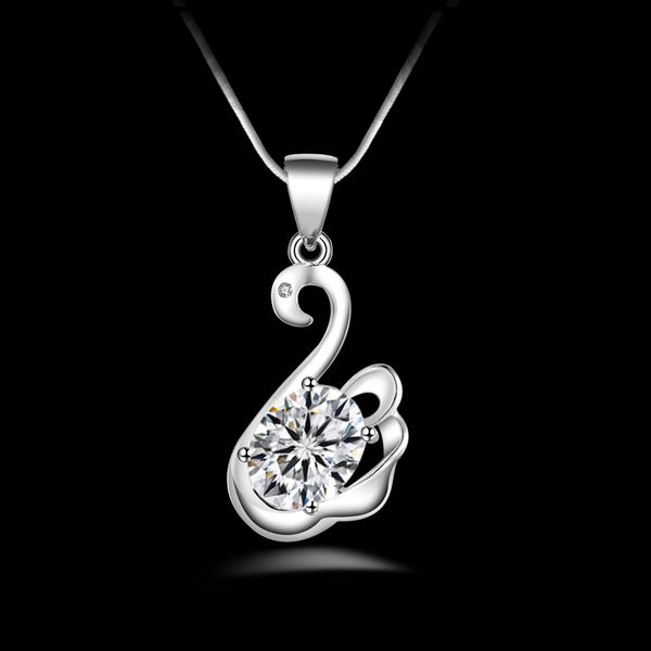 Livraison gratuite mode haute qualité cygne en argent 925 avec bijoux en diamant 925 collier en argent cadeaux de vacances Saint Valentin chaud 1623