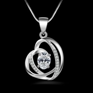 gratis verzending fashion hoge kwaliteit 925 zilver Verpakt hart met diamanten sieraden 925 zilveren ketting Valentijnsdag vakantie geschenken hot 1631