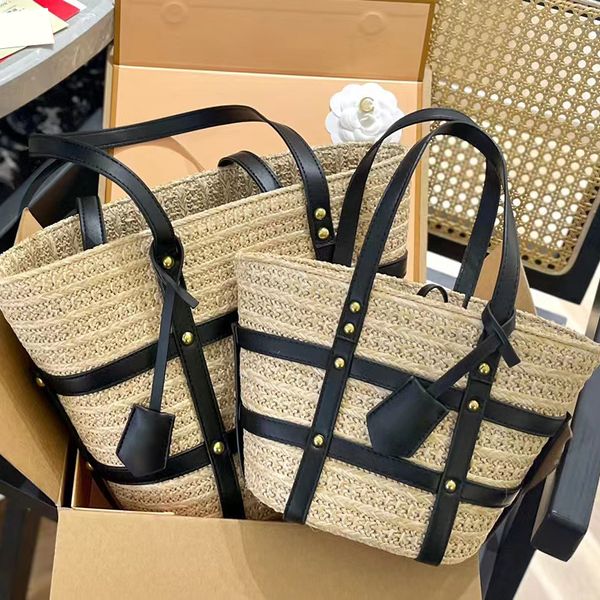 Fashion High Quality Beach Sac Fomens Luxury Tapes Panier Men de pochets Sacs d'emploi paille en lin Rive Gauche Shopping Hands Sac à main Cross Cross Body Weekender Sacs d'épaule