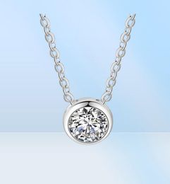 Fashion High Quality Real 925 Silver Silver Pendant Charm Circle Cercle Collier Lady Girls Love Gift Tiny Cubic Zirconia Jewellry Acce2998779