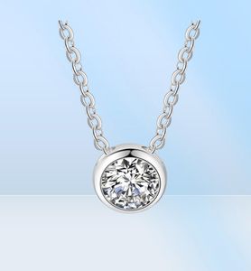 Mode Hoge Kwaliteit Echt 925 sterling zilveren Hanger Charme cirkel ketting dame meisjes liefde cadeau kleine zirconia sieraden acce7751181