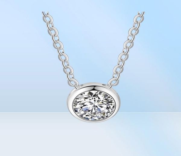 Fashion High Quality Real 925 Silver Silver Pendant Charm Circle Cercle Collier Lady Girls Love Gift Tiny Cubic Zirconia Jewellry Acce3895562