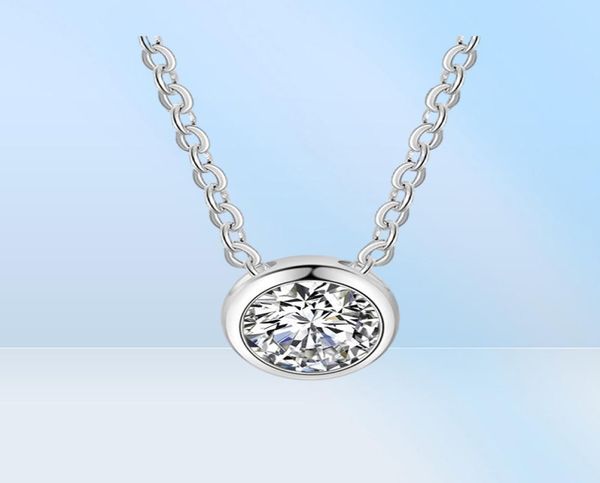 Fashion High Quality Real 925 STERLING Silver Pendant Charm Circle Circle Collier Lady Girls Love Gift Tiny Cubic Zirconia Jewellry Acce3296652