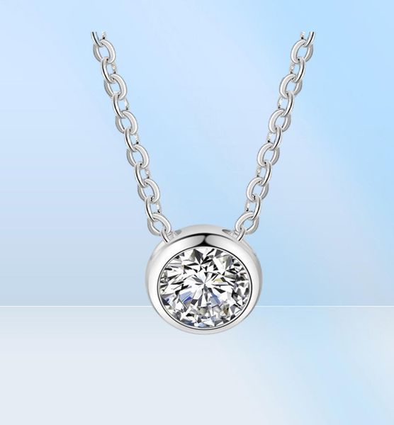 Mode haute qualité réel 925 en argent sterling pendentif charme cercle collier dame filles amour cadeau minuscule cubique zircone bijoux acce7751181