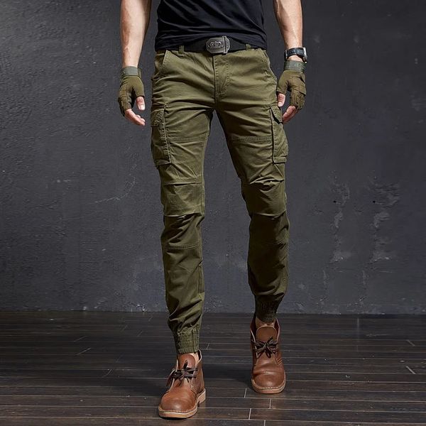 Moda de alta calidad Slim camuflaje militar Casual pantalones de carga tácticos Streetwear Harajuku Joggers hombres ropa pantalones 240111