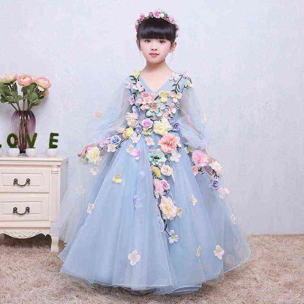 Mode Haute qualité Style Princesse Bébé Filles Toddler Dentelle Tutu Communion Robe Layered Party De Mariage Arc Formelle Fleur Pageant G1129