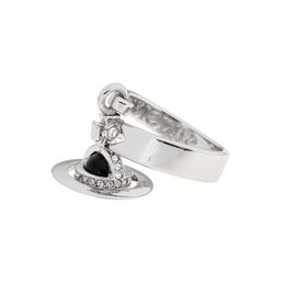 Mode van hoge kwaliteit Westwoods Saturn Ribbon Pendant Black Agate Open Ring Nail