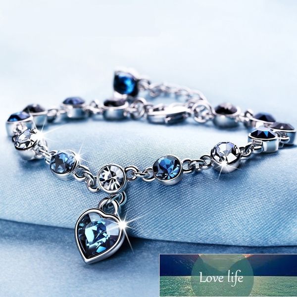Mode Haute Qualité Blanc / Bleu Cristal Zircon Bracelets pour Femmes Romantique Titanic of Ocean Coeur Bracelets Bijoux De Mariage Prix Usine Expert Conception Qualité